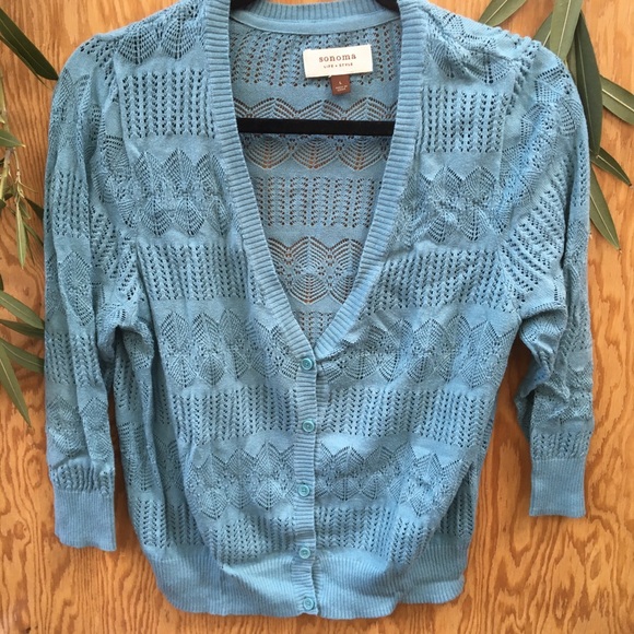 Sonoma Sweaters - Blue knit cardigan sweater Sonoma Life + Style